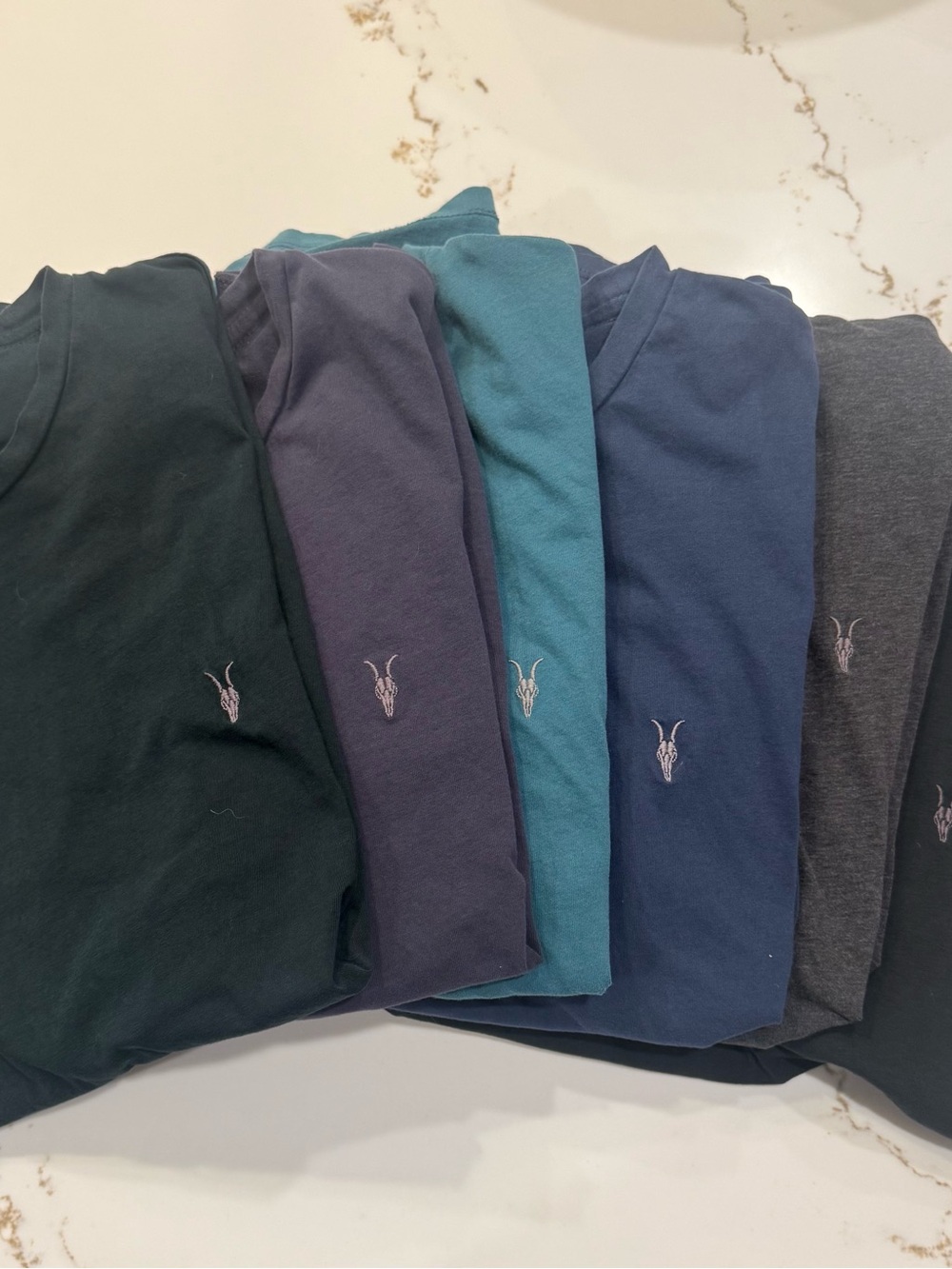 All Saints Short Sleeve Crew Tees-Dark Green, Navy, Teal, Blue, Charcoal, Black